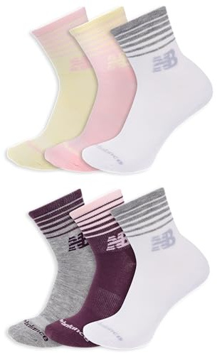 New Balance Unisex Adult Performance Cushioned Ankle Socks, 6 Pairs | Men's and Women's, Arch Support, Breathable Knit-in Vents, Cool & Dry Moisture Wicking, Medium, Pink Assorted