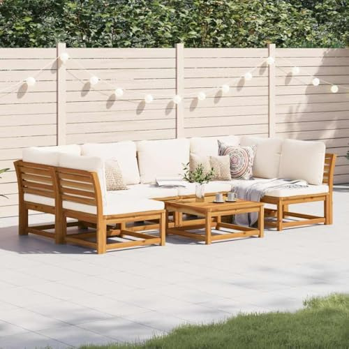 XINCXIN Garten-Lounge-Set, korbsessel Outdoor Garden Furniture terassenmöbel außen gartensessel Geeignet für patios Garden Balconies Yard mit Kissen Massivholz Akazie 7-TLG
