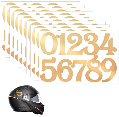 ZEYIYER 10 Sheet 1.5in Number Stickers, 0-9 Sticky Numbers for Bin, Waterproof Vinyl Numbers Self Adhesive for Mailbox, House, Helmet, Sports, Door