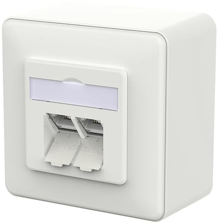 METZ CONNECT E-DAT C6A LSA++ Dose, 2 Port, AP, verkehrsweiß