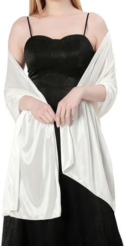 HUVZOR 1 pieza Bufanda Mujer Chales y envolturas Pañuelo Seda Mantón Moda Chal Estolas Fular Boda Fiesta Chiffon Bufanda (Blanco: 65 x 220 cm)