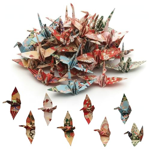 50 gru di carta per origami, fatte a mano, gru di carta piegate colorate per decorare matrimoni, feste, decorazioni per la casa, idea regalo per baby shower, Natale, bomboniere