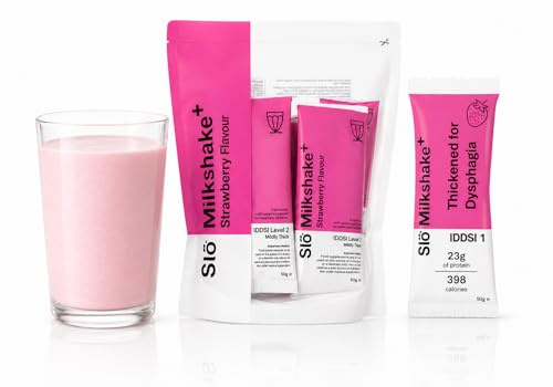 Slo Milkshake Pre Thickened Nutrition Drink Dysphagia Protein Calories L3 | 23g Protein 398 kcal IDDSI Level 1 Level 2 Level 3 High Protein Shake Build Up Natural Strawberry x14 Sachet, IDDSI 3