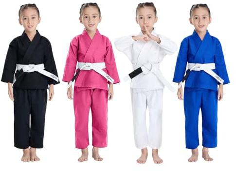 JUST YEARN Kids BJJ GI, Youth IBJJF Children’s Students Brazilian Jiujitsu Gi kimono Pre-washed Fabric Belt Not Included., Pink, M4