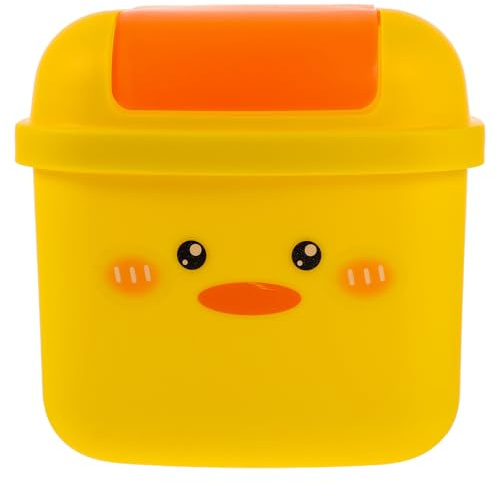 Milisten Corbeille de Bureau Créative Petite Poubelle de Table Jaune en Plastique Léger 1 Pièce pour Maison Bureau Chambre Salon