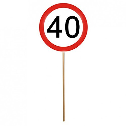 12er Set 40. Geburtstag Mini Schilder Verkehrsschilder mit Stab Deko