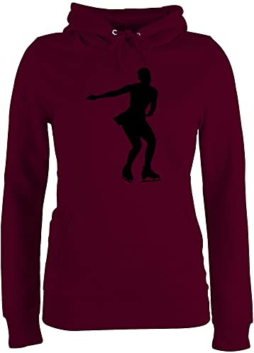 Pullover Damen Hoodie Frauen - Snowboard, Ski und mehr - Eiskunstläuferin Einzellaufen - XS - Burgundrot - iceskater oberteil eislaufen plovers eiskunstlaufen hoody kapuzenpullover pulli für