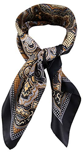 TigerTie Damen Nickituch Halstuch in gold schwarz braun beige silber anthrazit gemustert - Größe 60 x 60 cm
