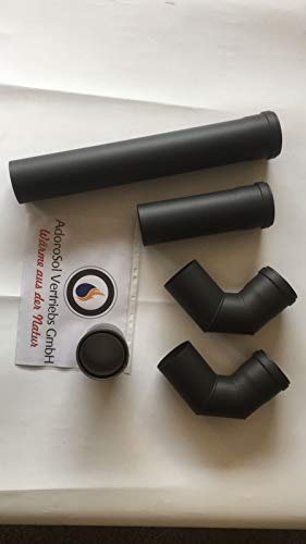 AdoroSol Vertriebs GmbH Rauchrohr Set Pellet in Schwarz, Ø 80 mm, Ofenrohr für Pelletöfen