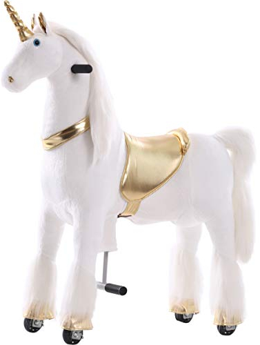 Sweety Toys 11339 Reittier groß Einhorn auf Rollen für 4 bis 9 Jahre-Riding Animal, Weiß