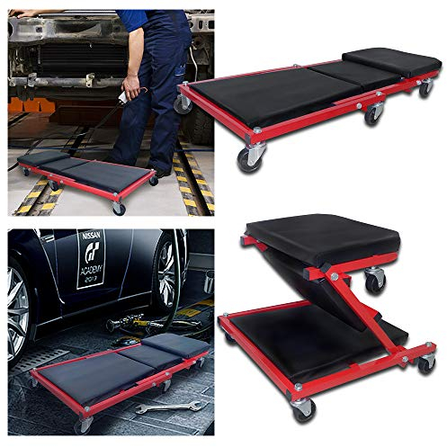 UISEBRT Verkstad rullbräda bil 2 i 1 verkstadsfåtölj monteringsbänk – monteringsbräda monteringsbänk 360° styrhjul upp till 150 kg
