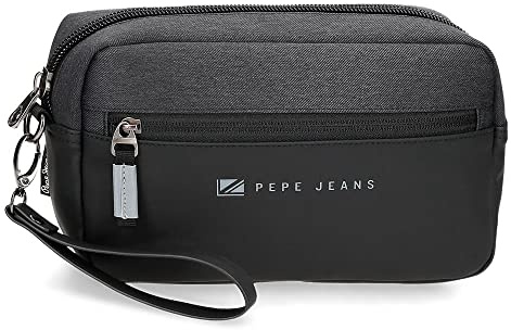Pepe Jeans Jarvis Bolso de Mano Negro 24,5x15x6 cms Poliéster con detalles en Piel Sintética