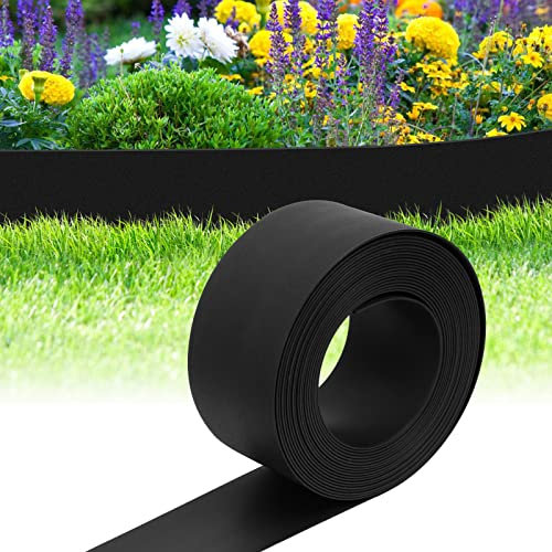 Tubiaz Bordure de pelouse en plastique noir - Longueur : 50 m - Hauteur : 10 cm - Bordure de jardin flexible - Bordure de pelouse