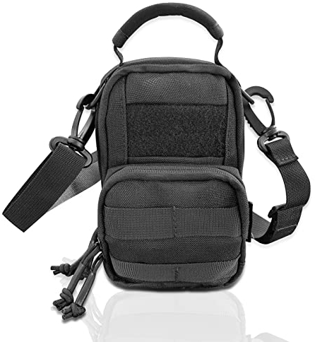 Roaring Fire Tinder Tactical Molle Utility Pouch EDC Tool Organizer Pouch with Removable Sling Strap Modular Organizer Pouches for Every Day Carry Hiking, Camping (Black)
