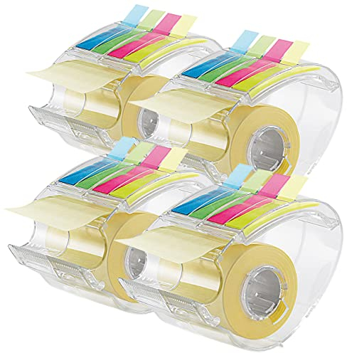 PEARL Post-It-Roller: 4er-Set Haftnotizen-Spender je mit 10 m Rolle & 80 Index-Haftstreifen (Klebezettelblock, Klebezettelspender)