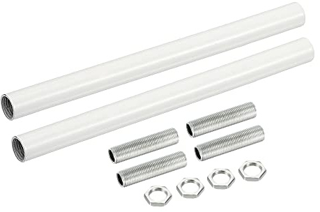 sourcing map 2 Set Verlängerungsstangensatz, Verbindungsmutter M10 200 mm / 3,94 Überwurfmutter mit Gewinderohr, Gewindeverlängerung, Weiß