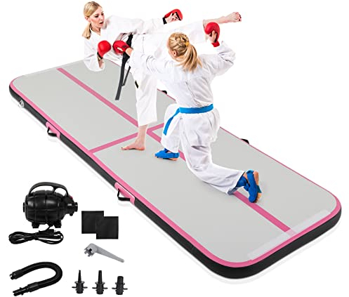 LEADZM Turnmatte Aufblasbar Airtrack Fitness-Matte Gymnastikmatte 3m, Yogamatte, Trainingsmatte, Sportmatte, Tumbling Matten mit Elektrisch Luftpumpe mit Tragetasche