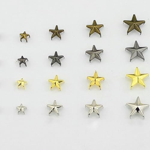 Krallen Sterne Pentagramm Kleidungsstück Nieten für Leder Nieten Spikes für Kleidung Schmuck Taschen DIY Zubehör-12 mm Gunblack (100 Stück).
