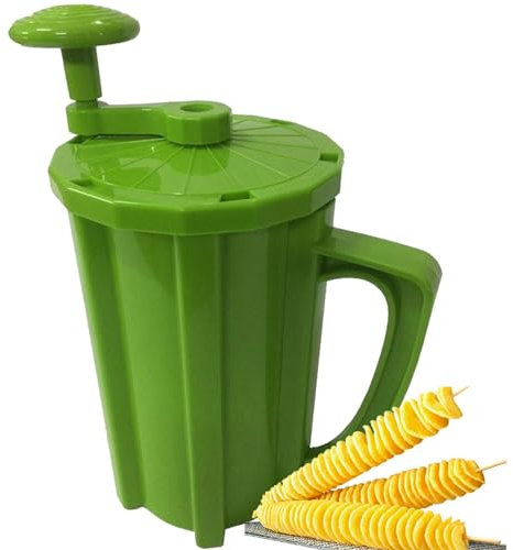 Trancheuse de pommes de terre torsadée en spirale avec brochettes en acier inoxydable, pour frites, concombres, carottes, barbecue avec bâton réutilisable