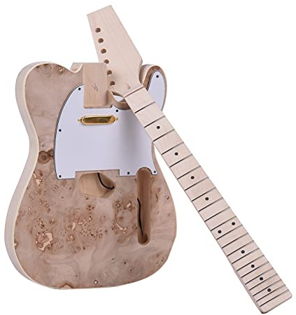 COMETX TL E-Gitarre Stil Unvollendete E-Gitarre DIY Kit Lindenkörper Burl Oberfläche Ahornholz Griff und Tastatur