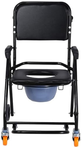 Fahrbarer Toilettenstuhl Nachtstuhl,Commode Toilet Chair for Bedroom,Rollstuhl mit Toilette,Klappbarer Tragbarer Toiletteneimer,Pflege Toilettenrollstuhl A