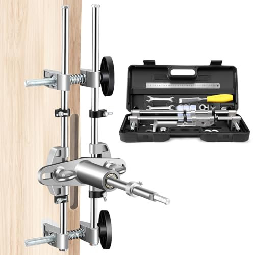 Door Lock Mortiser Kit, Lock Fitting Jig Maintenance Set, Door Lock Hole Opener Jig with 18mm 22mm 25mm Tungsten Steel Cutters, Woodworking Hole Saw Opener Tool for Wooden Door Lock Installation
