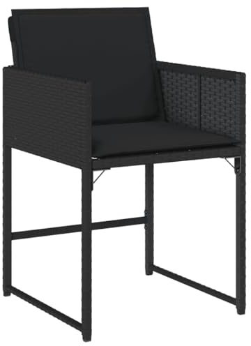 vidaXL Gartenstühle 4 STK., Gartenstuhl mit Kissen, Gartensessel Stuhl für Garten Balkon Terrasse, Sessel Stuhlset Gartenmöbel, Schwarz Poly Rattan