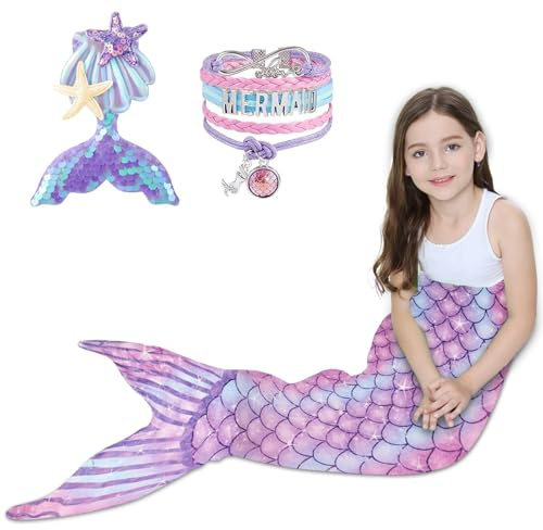 RDDAIPE Meerjungfrau Decke 140x60cm - Flanell Tragbare Decke für Mädchen Kinder - Schlafsack Weihnachten Geburtstag Geschenk