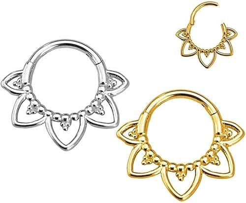 TOFBS Anneau Nez Fleur Lotus Acier Inoxydable 316l 16g Septum Piercing Cartilage Oreille Bijoux Corps