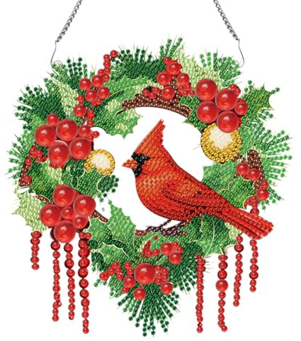 AMZLORD Kit de corona de diamantes de imitación de cristal 5D con forma especial para hombre de galletas de Navidad, pintura artística de Papá Noel, adorno colgante, arbusto de Navidad, oso
