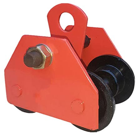 TRSGD 0.5 Ton/1100lbs Manual Trolley Adjustable Flange Width 2.7-3.3'', Dual Rollers Steel Push Beam Trolley Garage Uniaxial Crane Hoist, for Warehouse Wharf Transportation