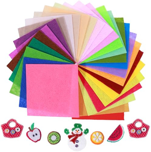 Cobee 40 Stück Filzstoff Basteln, 40 Farbige Filzplatten zum Basteln, 10 x 10 cm, Abstraktes Muster, Bunt, Filz, Filz, Filzplatten, Handwäsche, 1mm Dicke, Ideal für DIY-Projekte und Geschenke