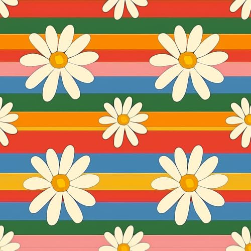 Klebefolie Möbelfolie Tapete Regenbogen Gestreiftes Gänseblümchen Mustertapete Klebefolie Möbel Tapete Kinderzimmer Muster Dekofolie Möbelfolie Selbstklebend Wand Tapeten Wohnzimmer Schrankfolie Kleb