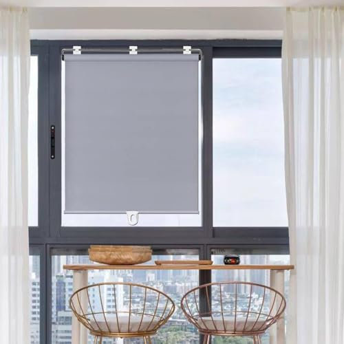 Verdunkelungsrollo, Sonnenschutz für Privatsphäre, einziehbar, grau, Fensterabdeckung, 80 cm breit, temporäre Vorhänge, Balkon-Sonnenschutz, 200 cm Länge