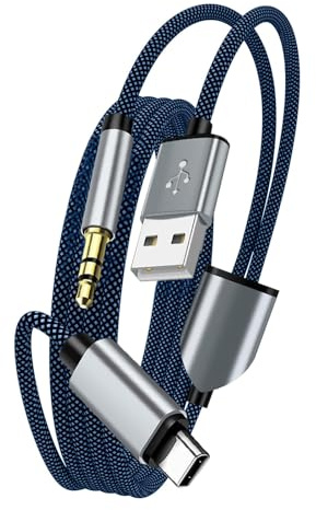 Pixelure USB C auf 3,5 mm Audio Aux Kabel, 2-in-1 Ladekabel mit Stereo-Kopfhöreranschluss Kopfhörer Stereo Kabel, Kompatibel mit Phone 15/16, Auto Audio/Laden Kabel