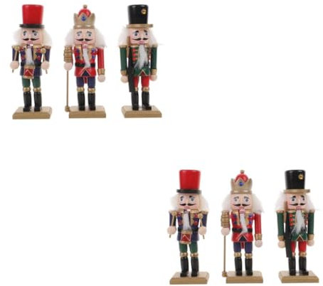 Zerodeko 2 Ensembles Affichage De Marionnettes Bijoux De Montre en Or Para Étagère Toys Decoration Noel Poupées Casse-Noisette Dessins Animés Soldats De Noix en Bois 3 Pièces * 2