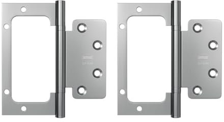Amig - 2er-Pack Scharniere | 100 x 90 x 2,5 mm | Empfohlen für Türen | Leises Öffnen und Schließen | Edelstahl Matt | Inklusive Schrauben