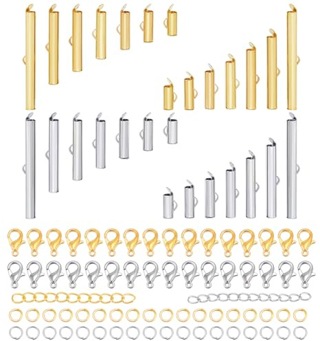 AHANDMAKER 224 cierres deslizantes de 7 tamaños con cadenas extensoras de giro, anillos abiertos, cierres de pinza de langosta para aretes, collares, pulseras, abalorios, joyería, 10 mm/13 mm/16 mm/20