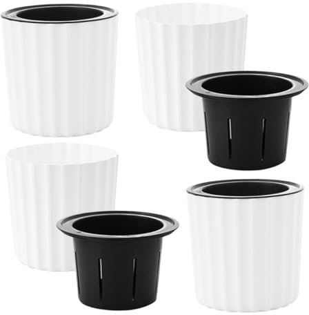BESPORTBLE 4pcs Self-priming Flower Pot Self Water Pot Self Watering Indoor Planter Self-watering Planter Pots for Plants Self Watering Orchid Pots Herb Pots for Indoor Plants White Pp