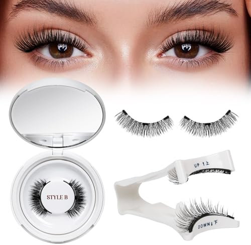 QUEWEL Magnetic-Eyelashes with Applicator, 1 Pair Reusable Magnetic Lashes Kit, No Glue Needed Eyelashes Magnetic, Easy to Wear and Remove (Magnetics Eyelash Kit B4)
