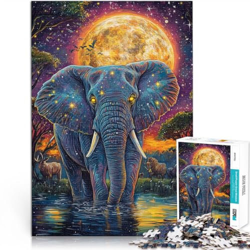 Quizspiel Elefant, der König des Waldes 1000-teilige Puzzles für Erwachsene 26x38cm Geburtstagsgeschenk, Geschenke, Wandkunst für ab 14 Jahren