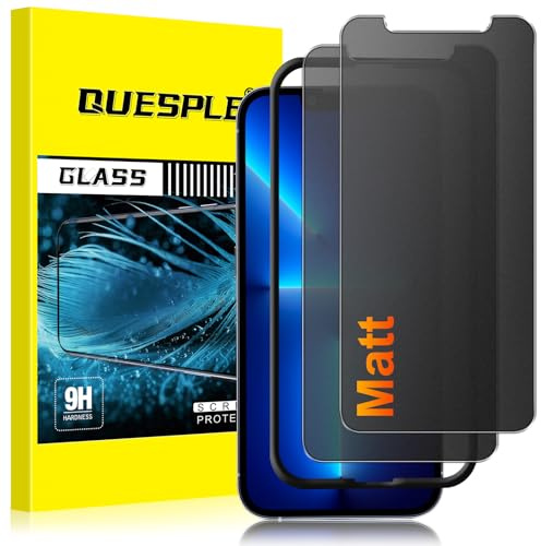 QUESPLE [2 Stück] Matt Panzerglas Sichtschutz für iPhone 13 Pro Max/14 Plus, 28° Anti Spähen Blendschutz Matte Schutzfolie, Anti-Fingerabdruck, Anti-Kratzen Gehärtetem Glas Displayschutzfolie