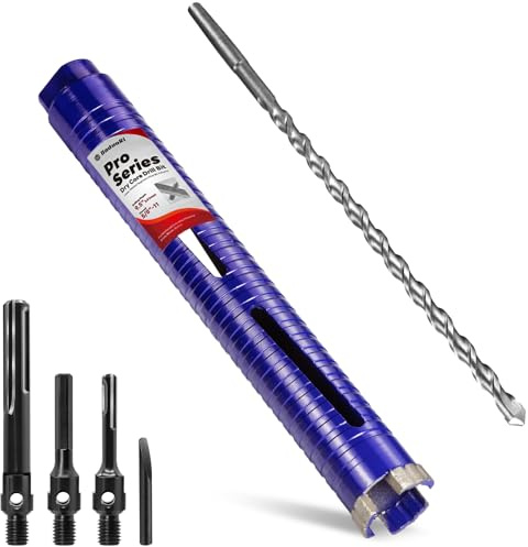 DaduoRi 1-3/8 Dry Core Drill Bit with Pilot Bit & 3 Adapters (SDS Plus/SDS Max/1/2 Hex),Upgraded-Welded Core Bits for Concrete with Rebar, Masonry, Brick, Mortar - 9.5 Depth, 5/8-11 Thread (36mm)