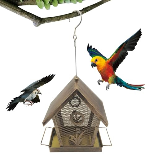 Lnhgh Eichhörnchen-Futterhaus, Vogelfutterstation aus Metallgeflecht, für den Außenbereich, zum Aufhängen, wetterfest, für Finn, Balkon, Garten, Terrasse, Baum
