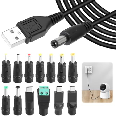 Lueden Universal DC 5V Charger USB to DC Power Cable with 13 Connector Plugs Type-C Micro USB Mini USB 5.5 x 2.1mm Charger Adapter for Speakers Routers Laptops Power Banks Cameras Fans, 1M