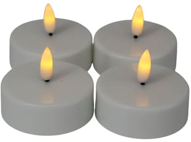 ZICOM LED Teelicht groß weiß, LED 4er Set batteriebetrieben mit Timer 6h, Batteriefach für 1x CR2032, 3V, Ø x H 5,8 x 5,5 cm, für besondere Anlässe Weihnachten, Dekoration