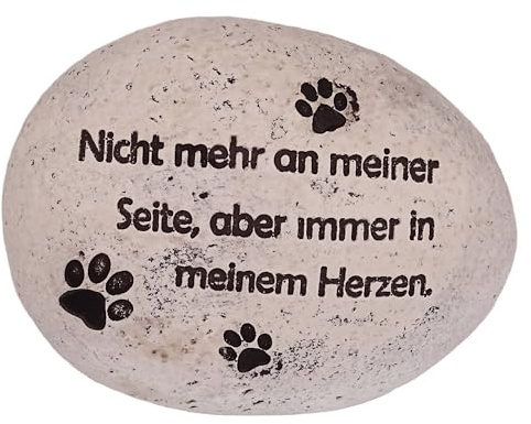 Logbuch-Verlag Gedenkstein mit Pfoten und Spruch – Erinnerung an Hund oder Katze – Polystone ca. 9,5 x 7,5 cm, wetterfest – Tiergrabstein Deko