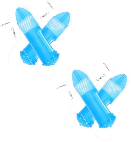 Hemobllo Gabbia Rotante per Esche da Pesca 4 Pezzi Alimentatore Aperto in Plastica Resistente Contenitore per Esche Riutilizzabile per Pesca Feeder in Acqua Dolci e Salate