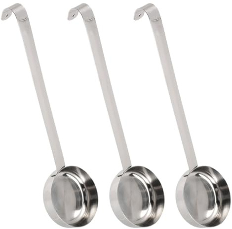 TOYANDONA 3 Cuillères à Sauce à Pizza en Acier Inoxydable, Cuillères Plates à Tartiner Crochet Suspendu, Louches Doseuses Pratiques Cuisine Professionnelle et Familiale, Ustensiles Inox