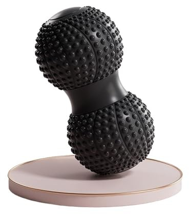 Palla massaggiante a forma di arachidi, doppia palla lacrosse, trigger point, esercizi per tessuti profondi, braccia, gambe, schiena, rullo per massaggio muscolare, yoga, fitness (nero)